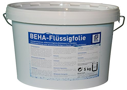 5kg BEHA Flüssigfolie Dichtfolie Streichfolie Abdichtung für den Innenbereich Bad Dusche Küche