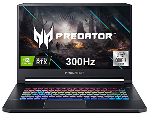 acer Predator Triton 500 PT515-52-77P9 Gaming Laptop, Intel Core i7-10750H, NVIDIA GeForce RTX 2080 Super, 15.6 FHD NVIDIA G-SYNC Display, 300Hz, 32GB Dual-Channel DDR4, 1TB NVMe SSD, RGB Backlit KB