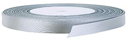 Trimming Shop Silver Ribbon Roll - 10mm x 25 Metres - Double Sided Satin Brightly Coloured - 100% Polyester - for Gift Wrapping, Decorating, Arts and Craft - Machine Washable