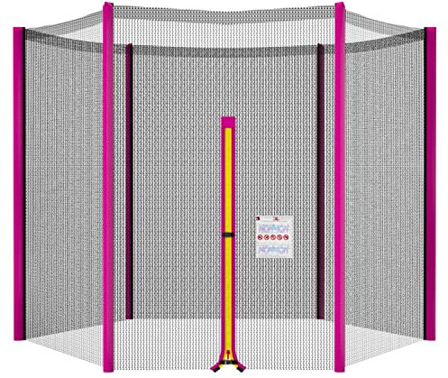 Cliselda Sicherheitsnetz für Trampolin 244 cm 6 Stangen,Gartentrampolin Ersatznetz,Trampolin-Zubehör,Sicherheitsnetz,mit Reißverschluss, UV-beständig - Rosa