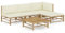 vidaXL Gartenmöbel 5-TLG. mit Cremeweißen Kissen Garten Garnitur Sitzgruppe Sofa Gartensofa Gartenset Sitzgarnitur Lounge Mittelsofa Ecksofa Fußhocker Bambus