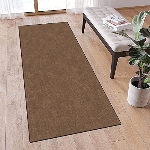 MONECER Teppichläufer rutschfest Modern Abstrakt 60x90cm Braun Meterware Waschbar Teppich Läufer Flur Schlafzimmer Korridor Küchenlaufer Lang, Anpassbare Größe, 40-120cm Breit