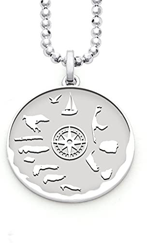 DUR Damen AnhängerNordsee Kompassrose sandlos, hell rhod. aus 925er Silber P3948