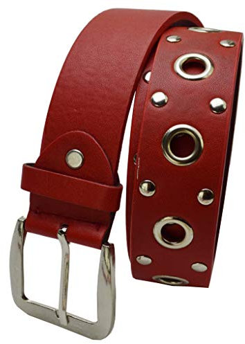 flevado Lochgürtel 1 Loch Nietengürtel ca. 3,6 Breit (Rot, 120 cm)