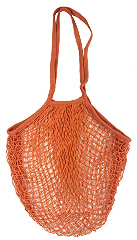 Sac de courses en coton réutilisable en maille de coton pour le stockage des fruits, des légumes (orange)