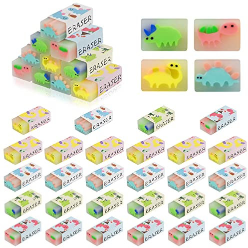 28 Stück Dinosaurier-Muster-Radiergummi Niedliche Radiergummis Kinder Radierer Weicher Radiergummi, Süße Radiergummis für Kinder, Künstler, Schulpreise und Büro