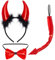 baotongle 3tlg Teufelshörner Kostüm Set Teufel Kostüm Kit Teufel Hörner Haarreif Devil HornHaarband Strinband mit Fliege Teufelsschwanz für Erwachsene Karneval Halloween Cosplay Maskerade Party