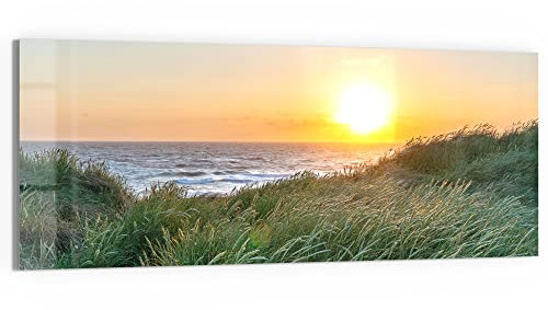DEQORI Glasbild Echtglas | Motiv Abendstimmung am Meer | horizontal einteilig 150x60 cm | schöne Dekoration | Wandbild für Wohnzimmer, Schlafzimmer, Flur & Küche | moderne Wanddeko