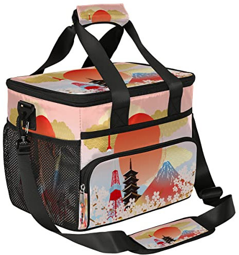 Lonchera japonesa grande de 17 litros Toky Picnic Bolsas de almuerzo con correa para el hombro Aislamiento Impermeable Lonchera para el trabajo, la escuela, barbacoa