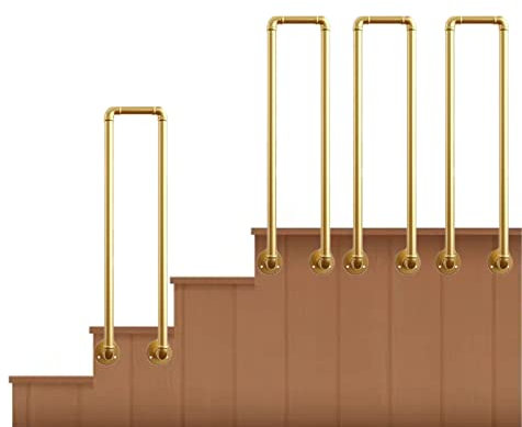 Geländer 4 Stk. U-förmig Geländersäulen Geländer Für Dachboden Veranda Industrieller Stil Eisenrohr Treppengeländer Seitliche Befestigung Beiträge Garten Villa Hotel Innen Im Freien ( Color : Gold , S