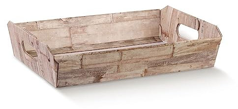 3 vassoi 40X30X12 cm cesti per Bomboniere | CON MANIGLIE IDEALE PER TRASPORTO SACCHETTI E BOMBONIERA (Wood effetto legno)