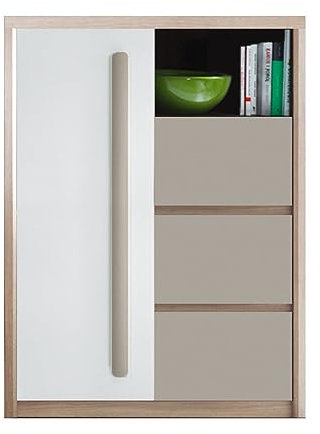 Mon Mobilier Design Roma Buffet Commode 3 tiroirs coulissants 1 Porte battante 1 Niche 90x117 cm
