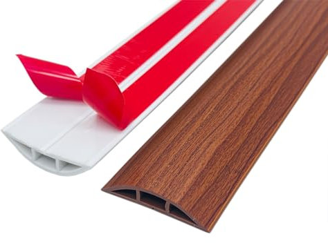 Floor Cord & Wire Cover,Self-Adhesive Flexible PVC Power Cable Channel,Cable Protector & Hider,Protect Cables & Prevent Trip Hazards,Ideal Extension Cord Cover for Office Home (Wood Grain B, 3M)