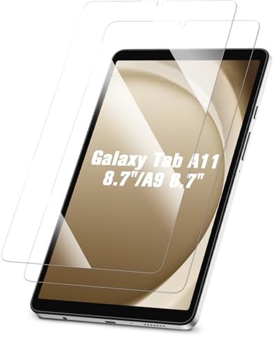 FINTIE Lot de 2 Verre Trempé pour Samsung Galaxy Tab A11/A9 8.7 Pouces (2025/2023) & Tab A7 Lite 2021, Protection Écran Haute Définition et Anti-rayure, HD Clair Transparent