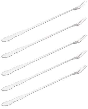 10 Inches Long Pickle Fork, 5 Pcs Long Handle Olive Fork, Stainless Steel Cocktail Forks, Pickle Grabber, Pickle Picker, 2 Prong Dessert Forks, Fruit Fork
