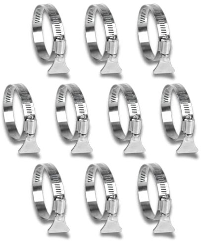 ORTAVA Schlauchschellen Edelstahl 304 A2 V2A, 10 Stück Schlauchklemme mit Knopf Einstellbare 27-51 mm, Schlauchschellen Set für Waschmaschine, Garten Schellen, Wasserrohr, Gas Rohr, Teich.