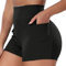 STARBILD Damen Sport Shorts mit Taschen Scrunch Butt, High Waist Leggings Kurze Push Up, Sommer Workout Hotpants für Gym Fitness Yoga, Mit Taschen - Schwarz L