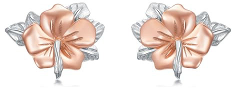YFN Hibiskus Blume Ohrringe Sterling Silber Emaille Hibiskus Blume Ohrstecker Hawaii Ohrringe Schmuck Geschenke für Frauen Mädchen