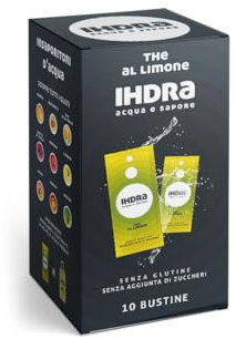 IHDRA - Insaporitore per Bevanda Fresca Gusto THE' LIMONE, 10 Bustine da 1,6gr, Preparato Polvere Solubile In Acqua, Ideale Per Sport, Vegan, Senza Zucchero aggiunti e Senza Glutine, Made In Italy.