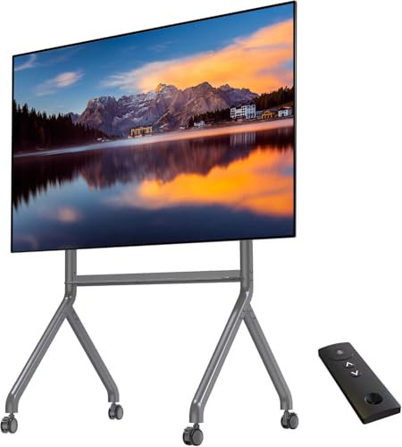 NB Ergonomic Mobile TV Stand on Wheels, Heavy Duty TV Floor Stand for Max 90 Inch Screen, Load up to 91 kg, Height Adjustable TV Cart Trolley Max VESA 900x600 mm