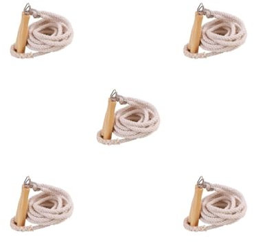 5 set Double Dutch Jump Ropes with Wood Handle Multifunctional Long Skipping Rope Wear Resistance Cords Hanging Spring for Activities