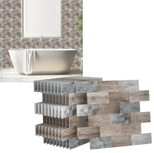 VA-Cerulean Adesivi per piastrelle in PVC, 10 pezzi, 34 x 29 cm, autoadesivi, per cucina, bagno, armadio (tipo H)