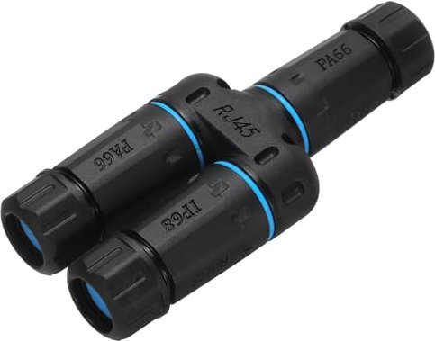 sourcing map Waterproof RJ45 Coupler, Female to Female 1 in 2 Out Splitter Waterproof IP68 Ethernet Outdoor LAN Cable Connector for Cat5/Cat5e/Cat6/Cat7/Cat8