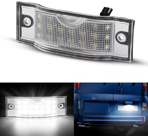 POPMOTORZ LED Number Plate Light for Vauxhall Vivaro A N-issan Primastar Renault Trafic Fiat Talento, LED License Plate Light Lamp with Canbus Error Free 2835 SMD White, 1 Pcs