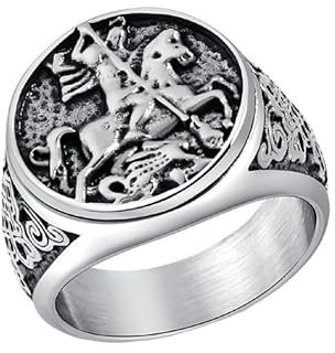 Ouruiba Siegelring, rund, Ritter der Tempelritter, Tapferkeit, Retro und elegant, Herrenschmuck, Rostfreier Edelstahl