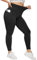HIPOWER Leggings Damen High Waist Leggins Große Größen Blickdicht Schwarz Sportleggins Lang Bauchweg Plus Size Sporthose Elastische Yoga Pants Laufhose(Schwarz-mit Taschen,L-XL)