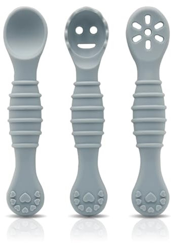 3er Set Lernlöffel für Baby,Baby Löffel,Starter Breilöffel Fütterlöffel Babylöffel,Babylöffel ab 4 Monate, Beikost Baby Zubehör,Weich Flexibel Kinder Besteck,Zahnungshilfe Baby