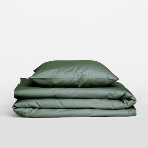 AGA.PIE Bambus Lyocell Kinder Bettwäsche-Set 100x135 + 60x40 cm - Dunkel-Grün, 100% Bio Oeko-Tex 100, für Allergiker, Antibakteriell, Kinder-Bettwäsche, Atmungsaktiv, Geruchshemmend, Besonders sanft
