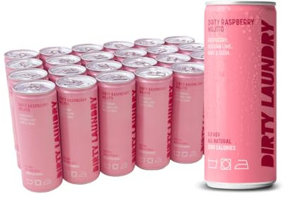 Dirty Laundry Raspberry Mojito | 24 x 250ml cans | All natural | zero alcohol | zero sugar | zero calories | No Artificial Sweetener