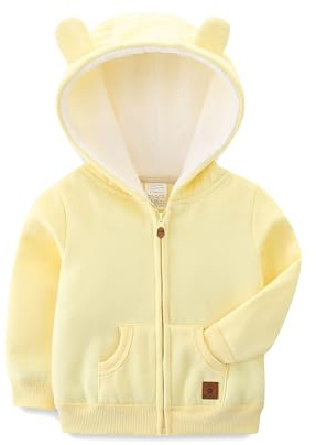 KIDDLETOWN Neonata Giacca con Cappuccio con Orecchie, Giubbotto Neonata con Zip, Giubbino con Cappuccio Abbigliamento Neonata 3-24 Mesi, Jacket Giacchetto Leggero di Cotone, Bambini Felpato