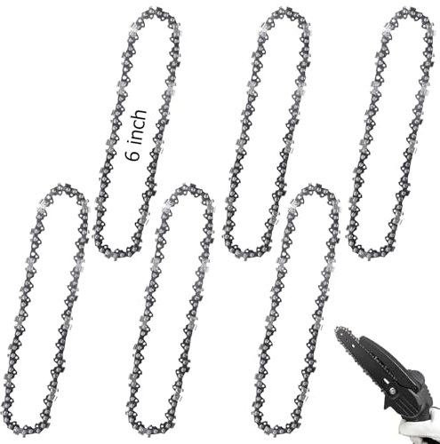 6 Packs Mini Chainsaw Chain, 6 inch Guide Saw Chain for Cordless Electric Portable, Replacement Chains for Cordless Handheld Chainsaws Wood Trimming Tree Pruning Branch Cutting (37 Drive Links)