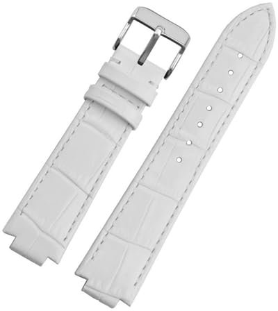 MHYATIO Leder-Uhrenarmband, kompatibel mit LV Tambour L-OUIS VUITTON Q1121, spezielles erhöhtes Uhrenarmband, 21 x 12 mm, Schnellverschluss-Herrenarmband(White-silver)
