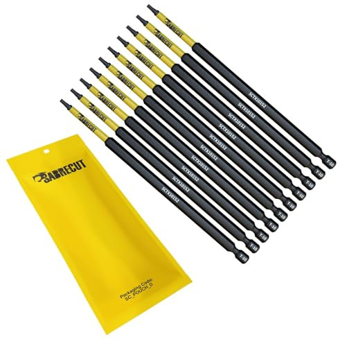 10 x SabreCut SCTX10152_10 152mm T10 TX10 Juego de puntas de destornillador de impacto magnético Torx Heavy Duty
