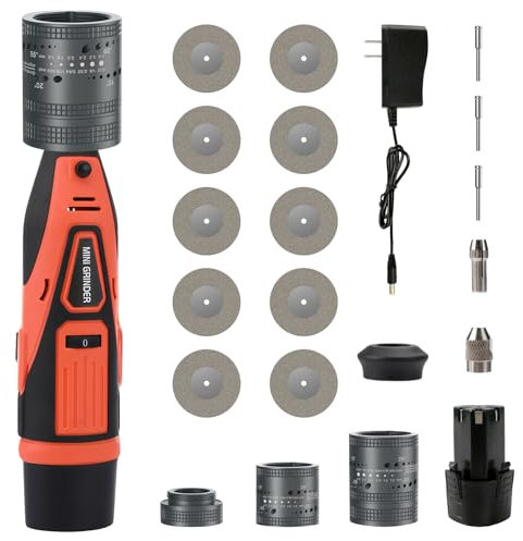 Elektrodenschleifer für WIG Schweißen, Wolfram Elektrodenschärfer-Set für WIG-Schweißen, 6 Größen, 8 Winkel, WIG Schleifgerät mit flachem Schleifblock Abtrennschlitz, 10 Diamant-Räder, 3 CNC-Dorne