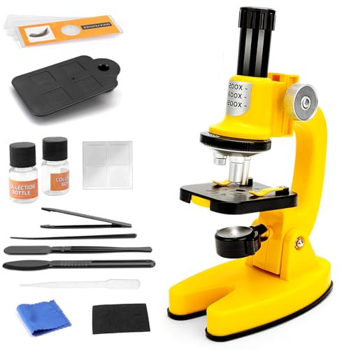 deAO LED Microscope Enfant Jouet pour Enfants, Grossissement 200X-1200X, avec Support Téléphone et Filtres de Couleur, Science Microscope pour Enfants Débutants 6-12 Ans