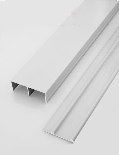 Riel de puerta corredera doble sin ranura, adecuado for riel de puerta corredera de armario, partición, puerta corredera plana, puerta de madera, rueda de puerta corredera, riel guía silencioso(79in)