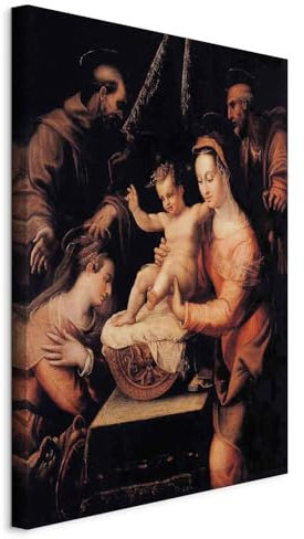 murando - Quadro con Cornice Verticale Naturale Lavinia Fontana 40x60 cm 1 Pezzo - Quadri con Cornici Soggiorno su Tela Canvas - Telaio in Legno - Stampe da Parete - Santi l-G-10723-b-a