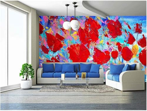 Peel and Stick Wallpaper 3D Rose Flower Wallpaper Wall Murals Living Room Hotel Restaurant Hall Entrance Study Room Background Self-Adhesive Canvas Wall Decoration -417556913422