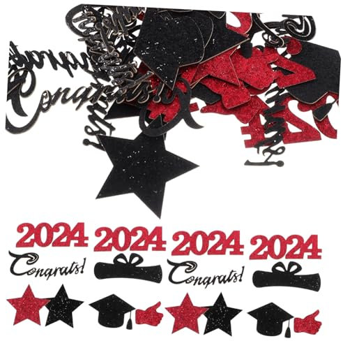 Mobestech 1 Konfetti Klasse von 2024 Dekorationen Tischdekoration für die Abschlussfeier Grad Tasche Du groß Abschlussparty Abschlussfeier Dekorationen Papier rot