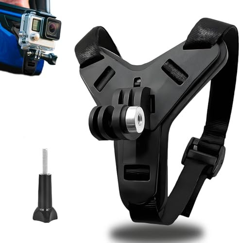ZFRITP Halterung Helm,Helmhalterung,Motorradhelm Halterung Helmhalterung Chin Mount Schwarz Mit 1 Schraube Für Hero 13/12/11/10/9/8/7/6/5, Für Osmo Action,SJCAM