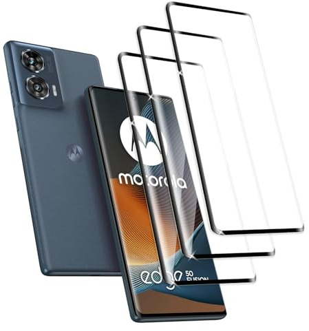 Jinshiweikai Pack de 3 protectores de pantalla de vidrio templado para Motorola Moto Edge 50 Fusion, cobertura completa 3D, libre de arañazos, resistente a los arañazos, ultrafino, protector de