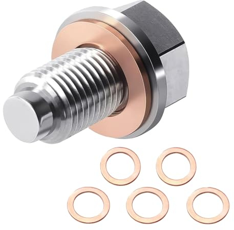 TIHNY Magnetische Ölablassschraube M14x1.5 mit 5 Kupferdichtungen, Edelstahl 304 Sumpfschraube Ersatz, Universell passend für Autos und Motorräder - Kompatibel mit Febi Bilstein