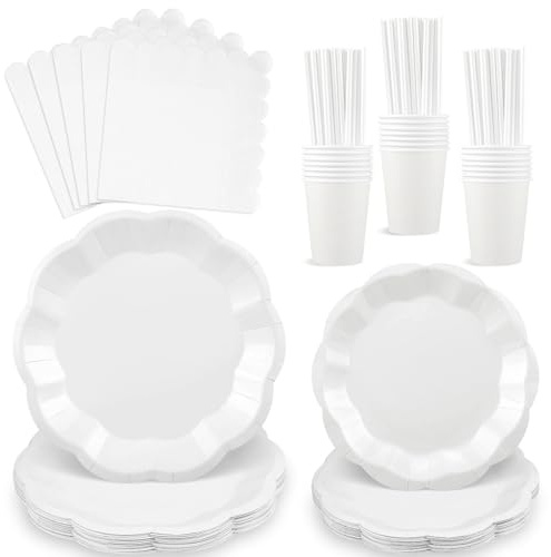 Natnarr Set Stoviglie Festa 125 Pezzi Per 25 Ospiti, Bianco
