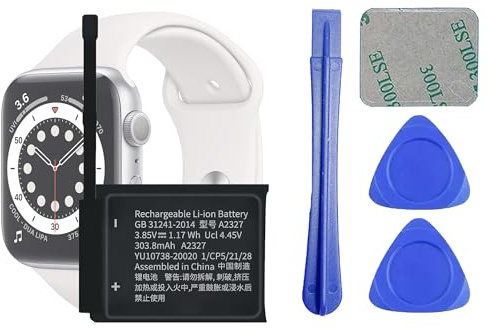 VUXYIT A2327 kompatibel mit Apple Watch Series 6 44mm Ersatzakku A2293, A2294, A2375, A2376 mit Reparatur-Werkzeugsatz