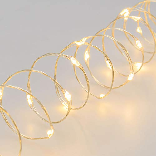 XMASKING Lichterkette 600 MicroLED, warmweiß, Dauerlicht, 24 V, für den Außenbereich, Metallkabel Silber 4 + 30 m