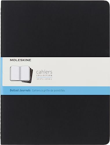 Moleskine Cahier QP324 Notizhefte (Punktraster, Xlarge, Kartoneinband) 3er Set schwarz